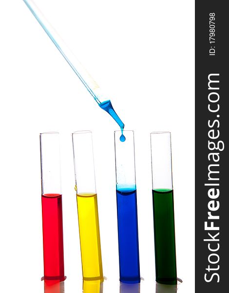 Labolatory Glassware With Colorful Fluids Isolated