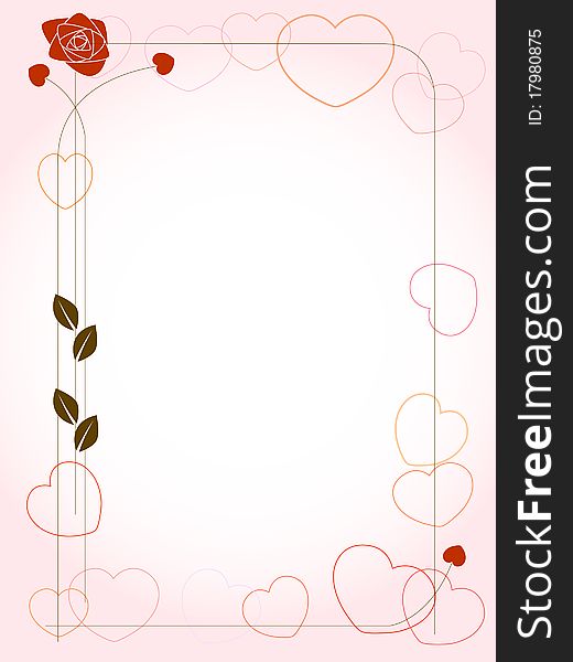 Background with hearts and rose