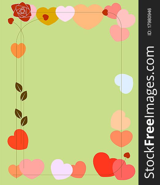 Vector background with hearts and rose