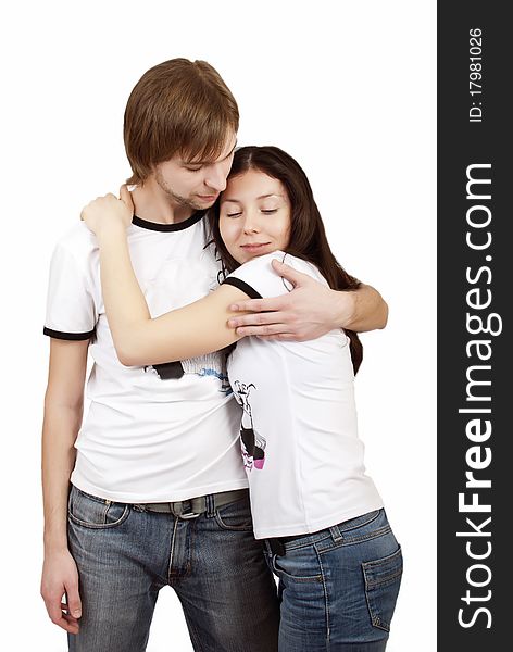 Pretty Young Couple Tenderly Embracing