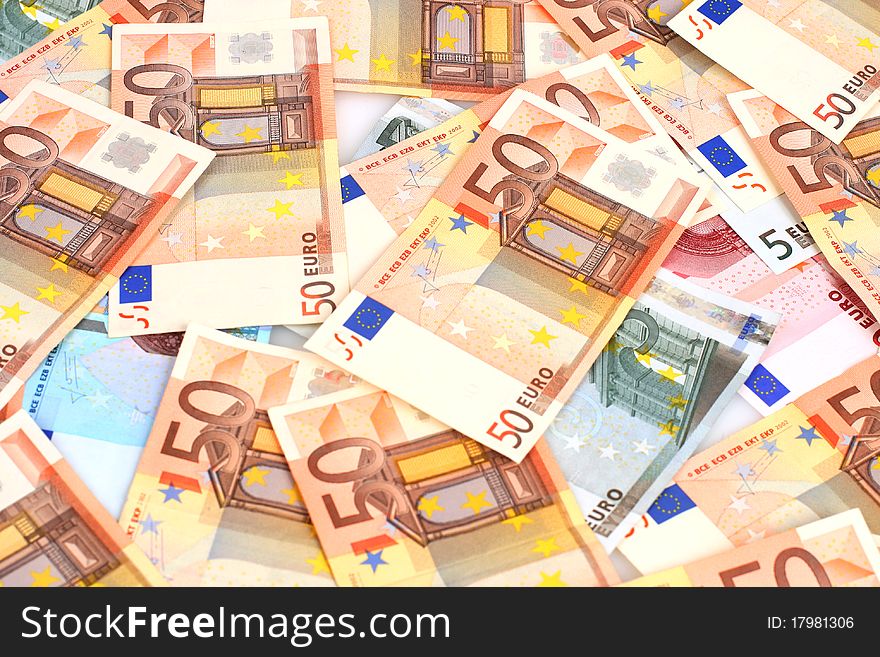 Lots of euro money. Euro money background.