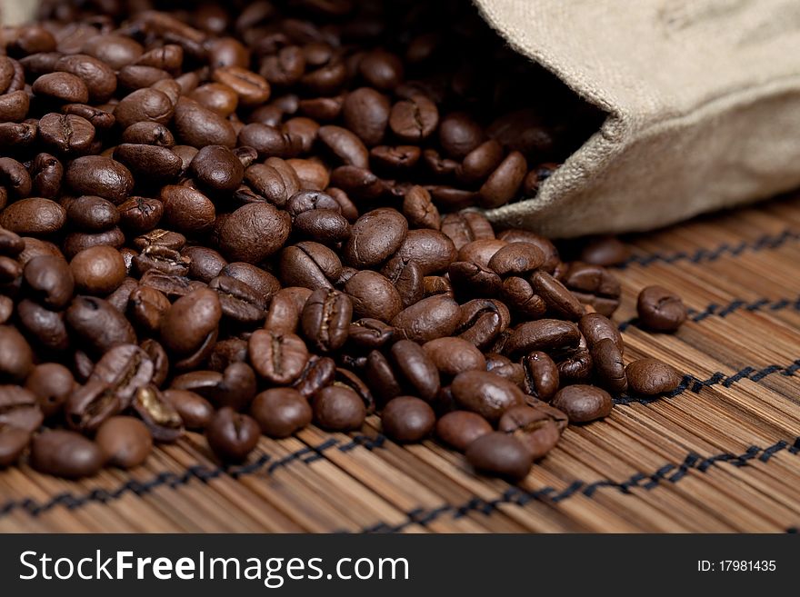 Close up of some coffee beans