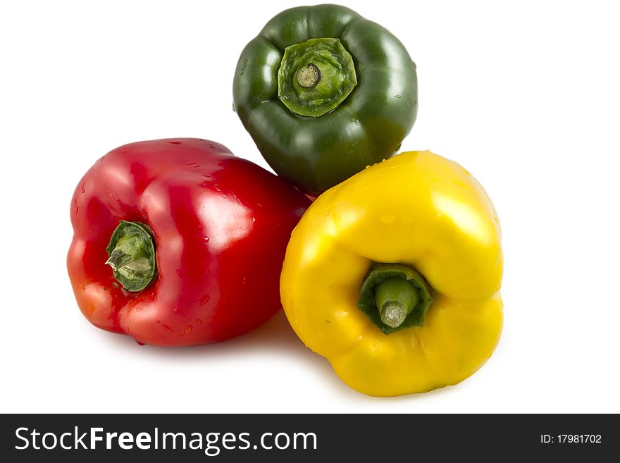 Colorful peppers isolated on white background