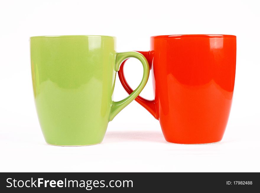 Cups for tea on a white background