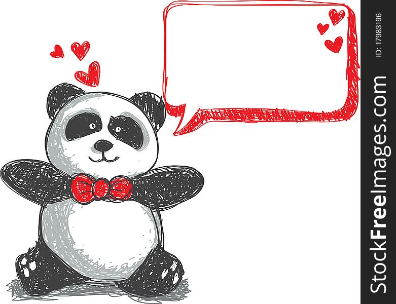 Panda doodle, suitable for valentine's day