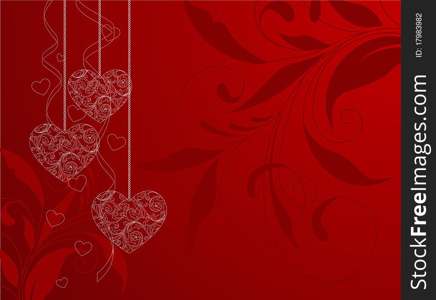 Elegant red background. Valentine's day background. Vector illustration