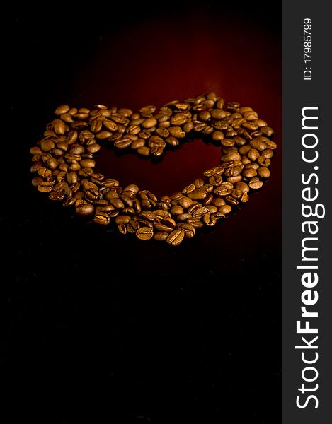 Creative coffee valentine's heart on art background. Creative coffee valentine's heart on art background