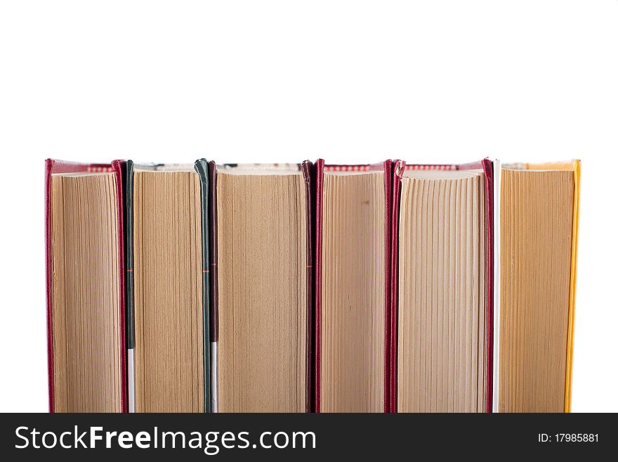 Old books on white background.