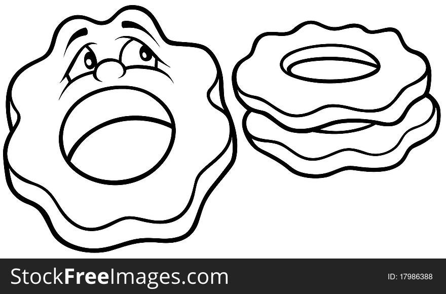 Cookies - Black and White Cartoon illustration, Vector