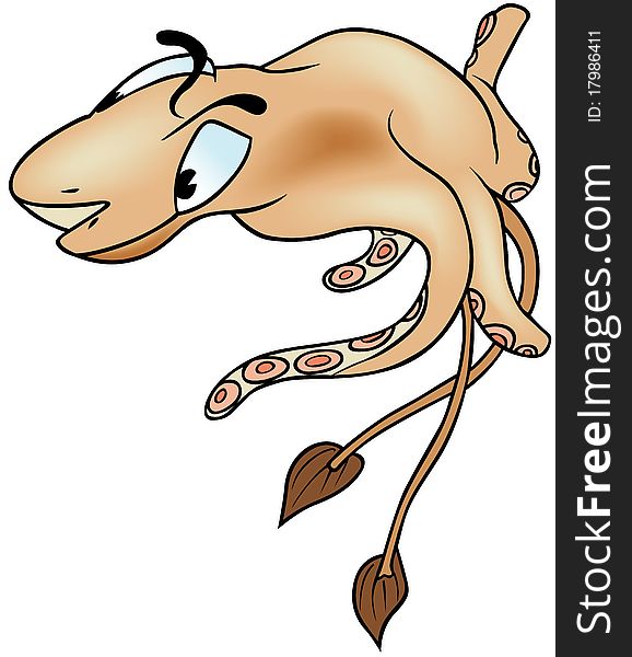 Cuttlefish - colored cartoon illustration,