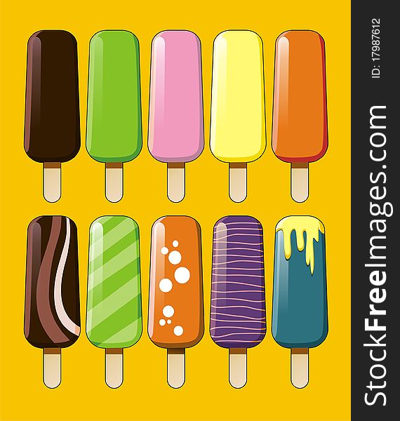 An illustration of some ice creams with many variation taste and toping. An illustration of some ice creams with many variation taste and toping