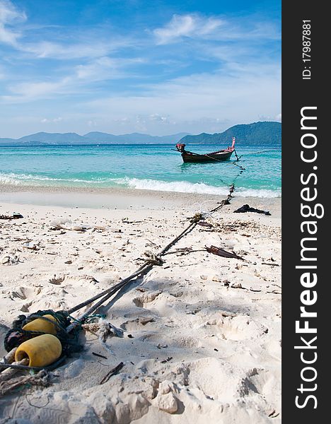 Mooring Boat On The Beach