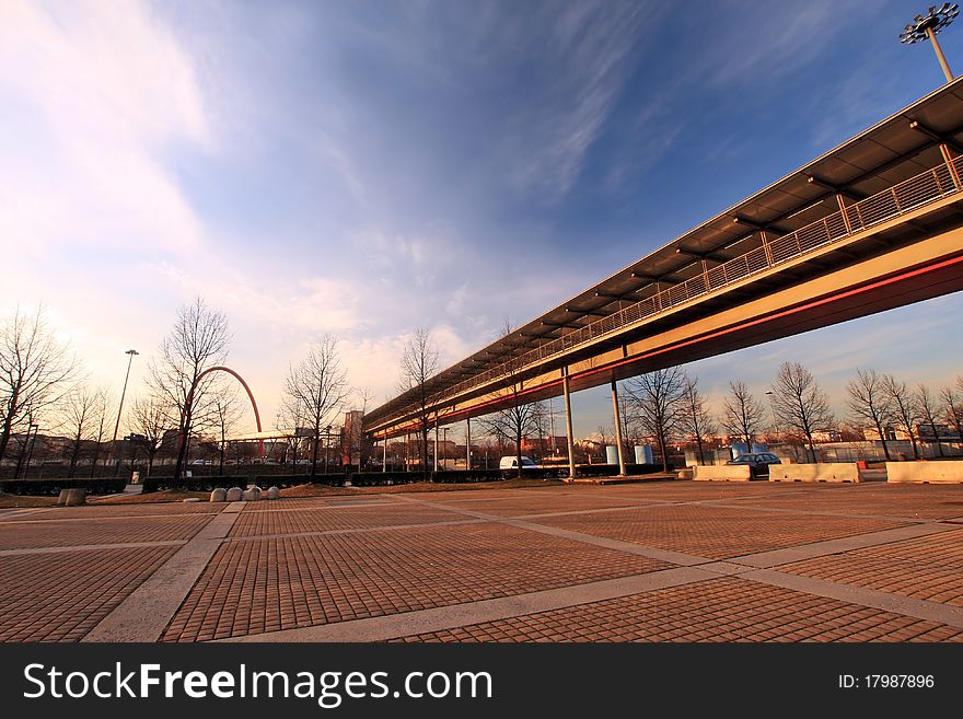 Bridge of Turin, in the sunset. Bridge of Turin, in the sunset