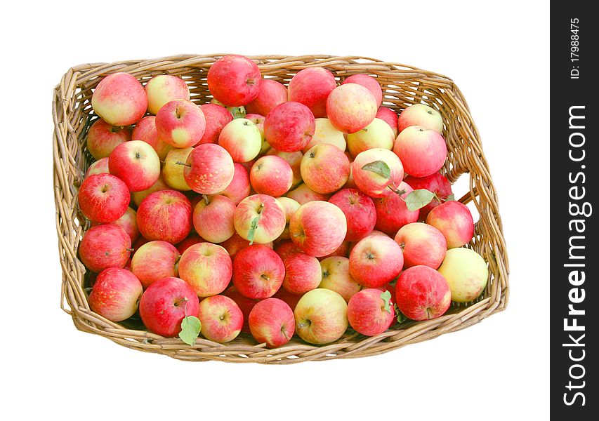 Basket with apples on a white background. Basket with apples on a white background