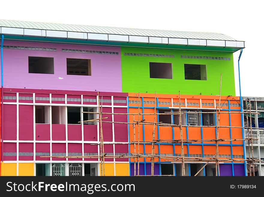 Buildings are painted of colorful