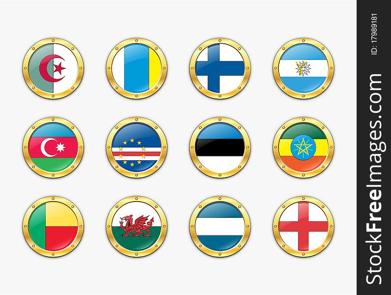 Shields with flags. Vector illustration. More in my portfolio