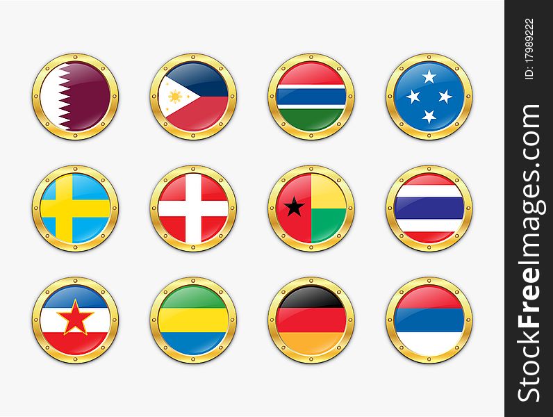 Shields with flags. Vector illustration. More in my portfolio