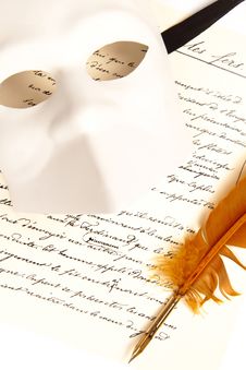 Letter Written By Feather Stock Image