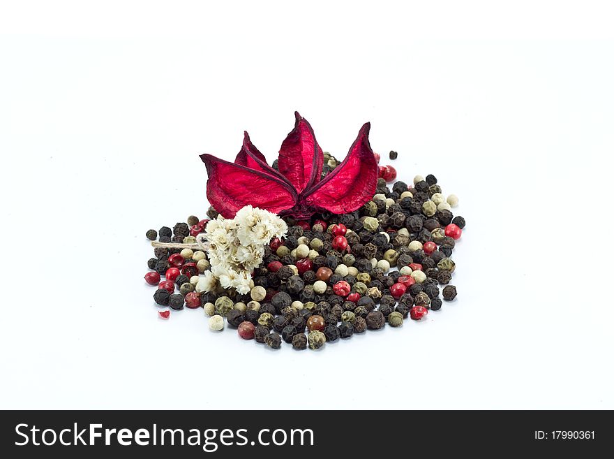 Mixed peppers isolated on white. Mixed peppers isolated on white