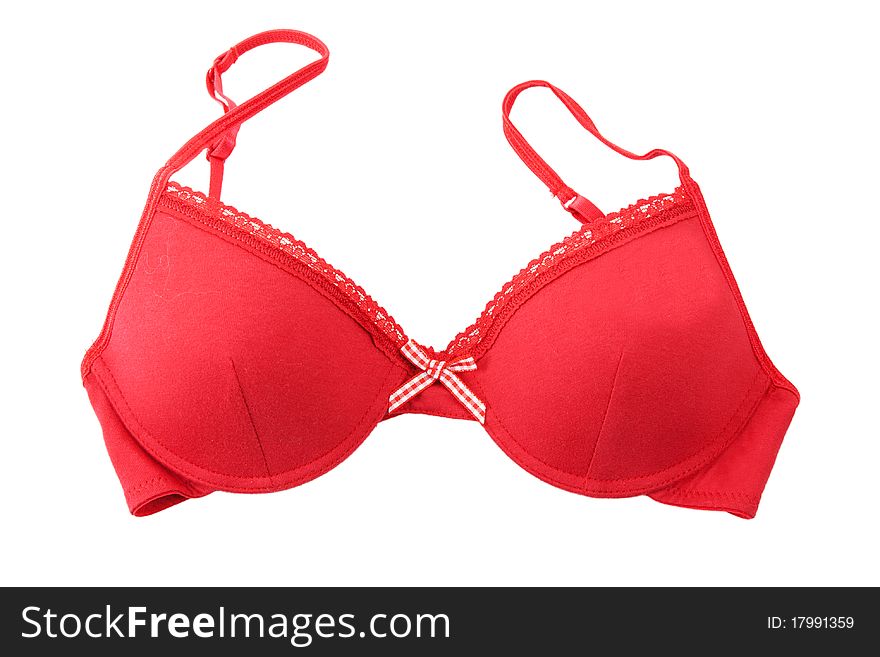 Red bra with straps isolated on a white background