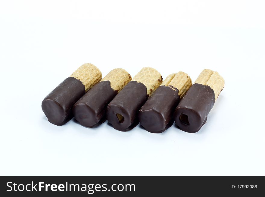 Chocolate wafer isolated on a white background