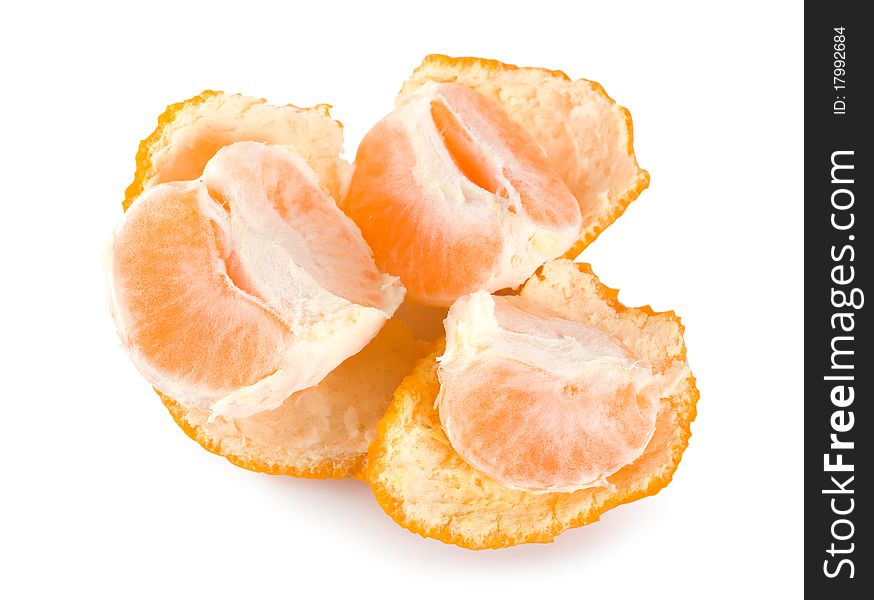 Peeled mandarin isolated on a white background