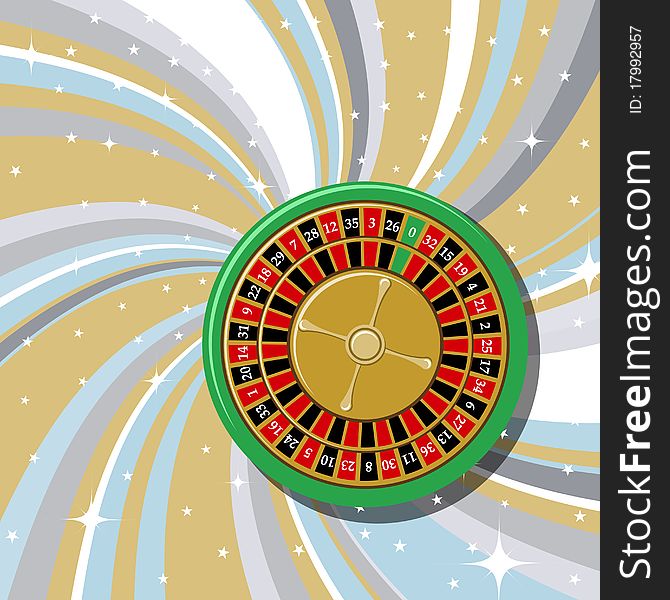 Vector illustration of casino roulette on the beautifull shiny background.