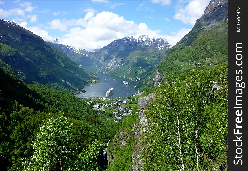 Green and vegetation in norwegian panorama.
