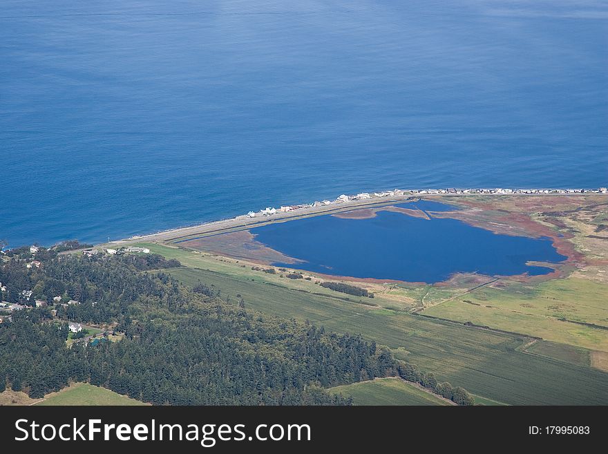 Aerial view of West Beach Road, Oak Harbor, Whidbey Island, Washington State. Aerial view of West Beach Road, Oak Harbor, Whidbey Island, Washington State