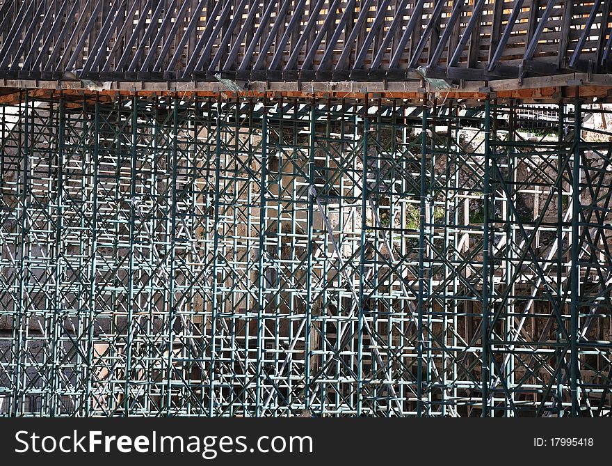 Scaffolding at the square near the western wall in Jerusalem. Scaffolding at the square near the western wall in Jerusalem.