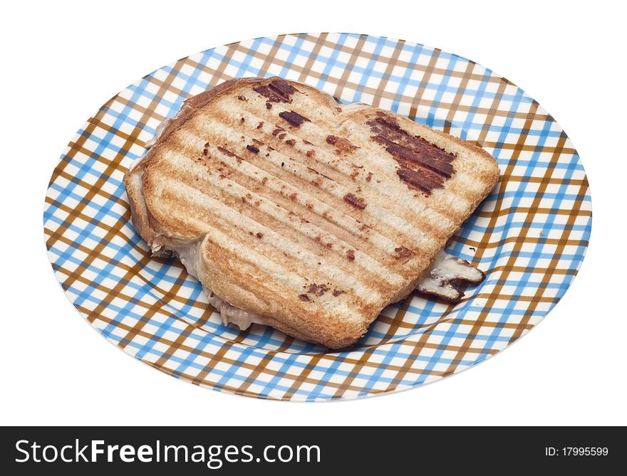 Grilled Cheese or Tuna Melt Sandwich Panini Isolated on White with a Clipping Path.