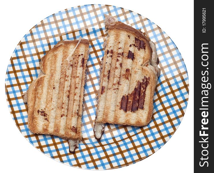 Tuna Melt Made on a Panini Press Isolated on White with a Clipping Path.