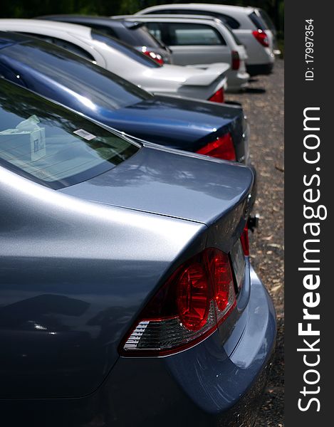 Close up of parking cars in the picnic area