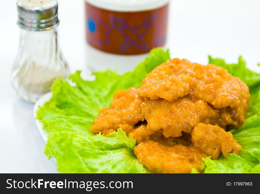 Piece Fried Fish With Vegetable