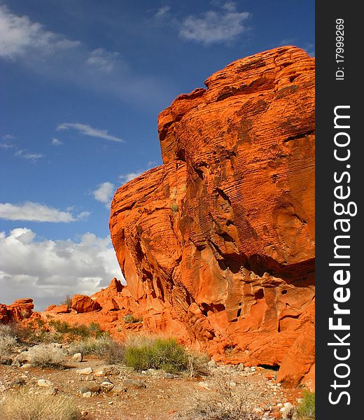 Outcrop of red/orange rocks common to the Valley of Fire State Park in Nevada, USA. Outcrop of red/orange rocks common to the Valley of Fire State Park in Nevada, USA