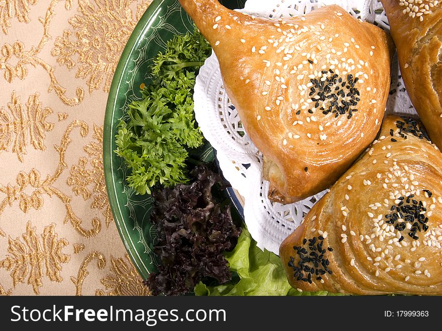 Asian baked pies with sesame