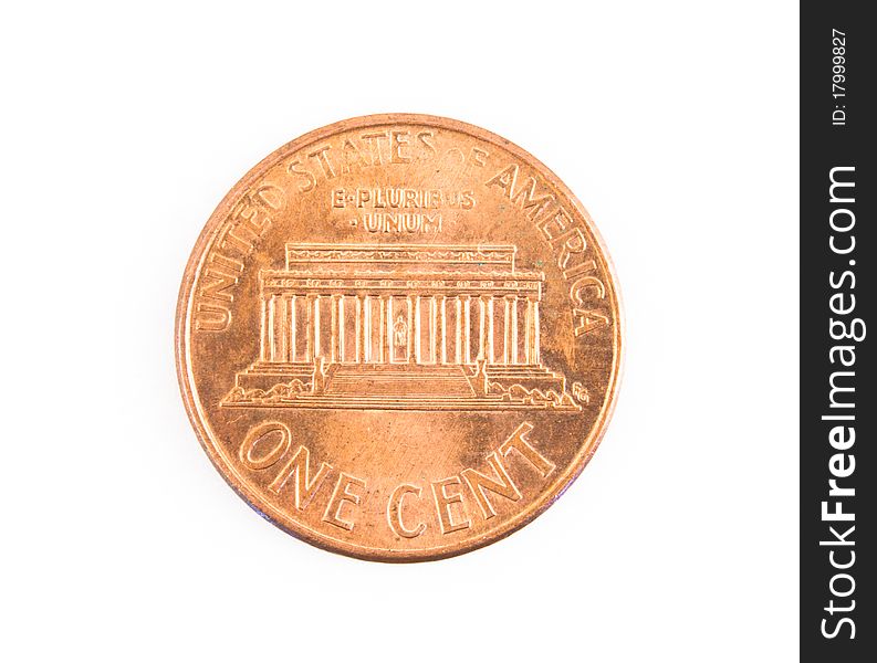 US one US cent coin isolated