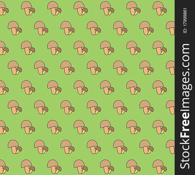 Seamless green wallpaper with mushrooms. Seamless green wallpaper with mushrooms