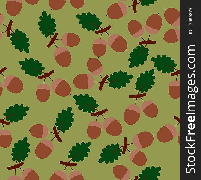 Seamless wallpaper with acorns and leaves