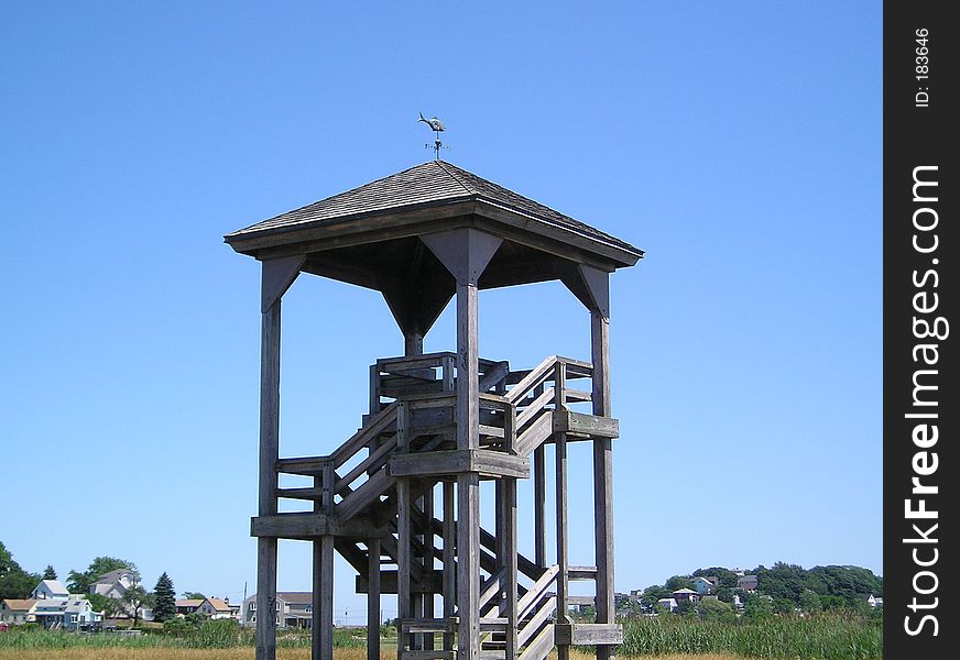 Wooden observation tower at the Belle Isle Reservation, Boston/Winthrop, Massachusetts, USA