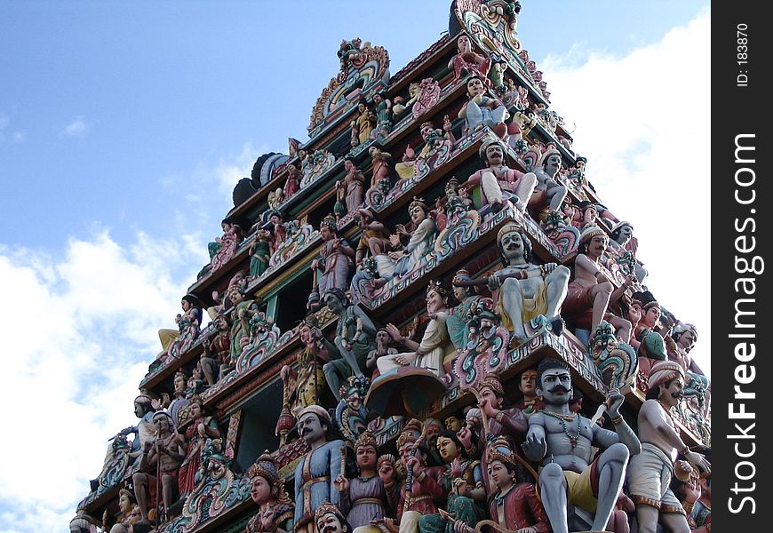 Pagoda of Hindu temple in Singapore
