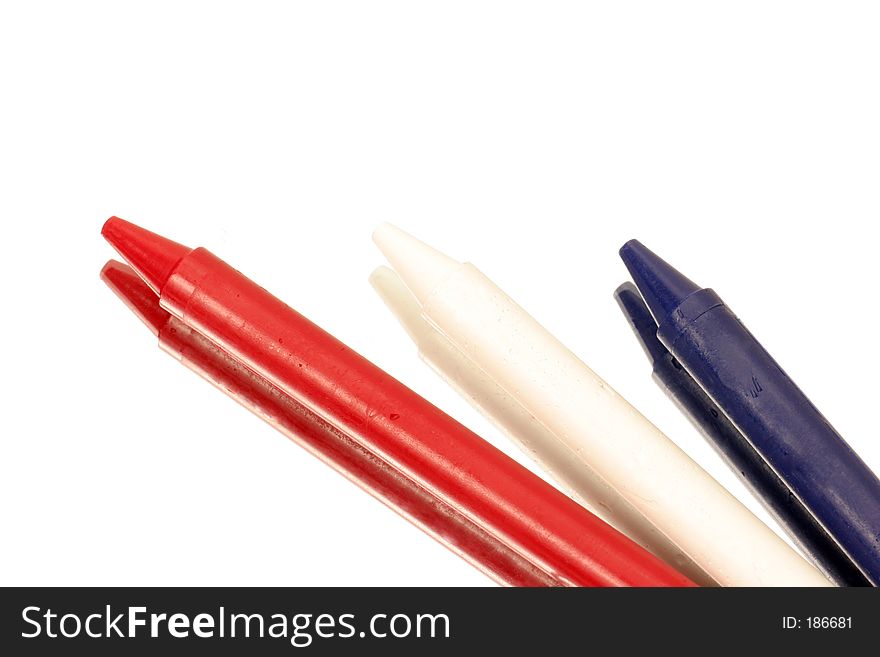 Crayons red, white and blue. Crayons red, white and blue