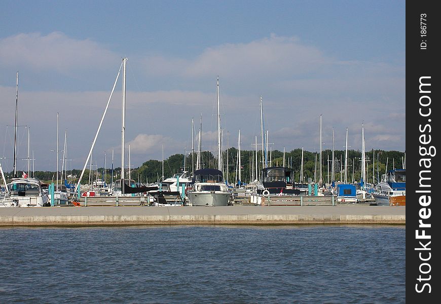 Sailboats docked on an overly windy day. Sailboats docked on an overly windy day