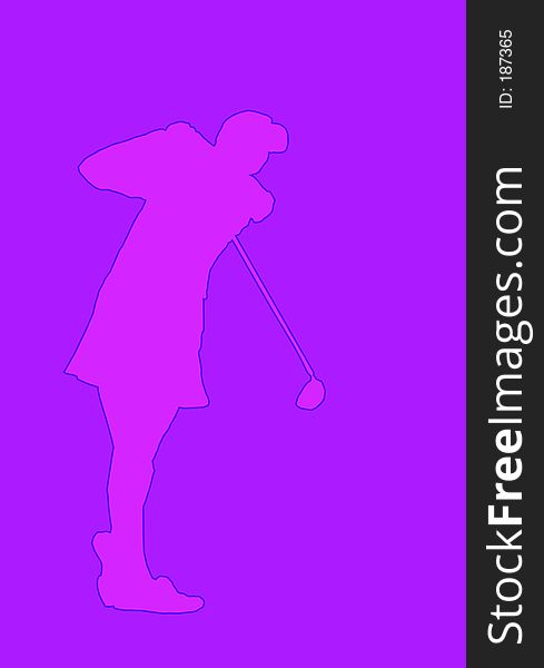 Golf player with green background