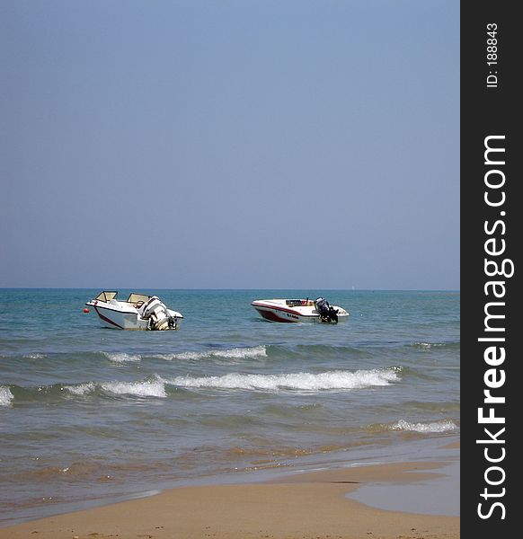 Two speed boats on the ocean