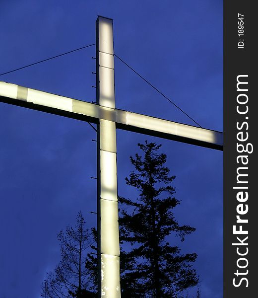 Lighted cross monument atop burlington hill, skagit county, washington state. Lighted cross monument atop burlington hill, skagit county, washington state