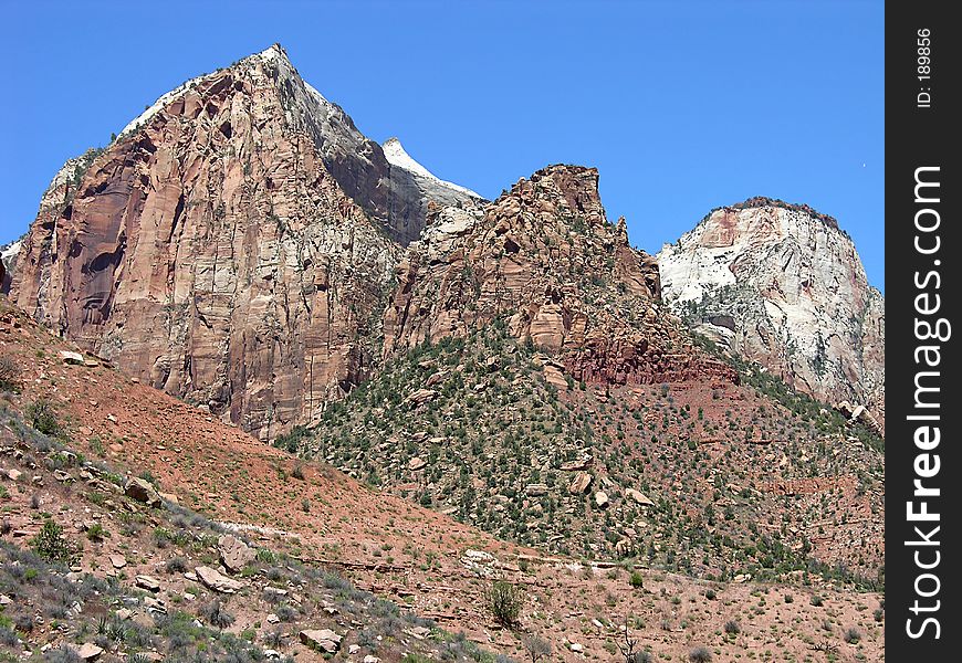 Dramatic landscape of Zion National Park, Zion Utah.