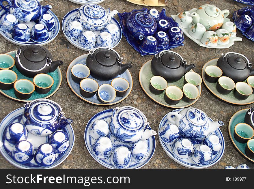 Arrays of mini teapots, all different. Arrays of mini teapots, all different
