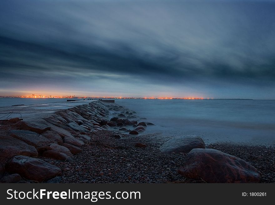 Night at baltic sea near Tallinn. Night at baltic sea near Tallinn.