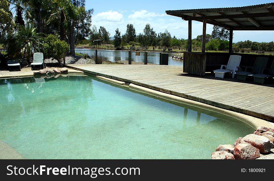 Pool at Fishermans Village family Resort, Australia. Pool at Fishermans Village family Resort, Australia